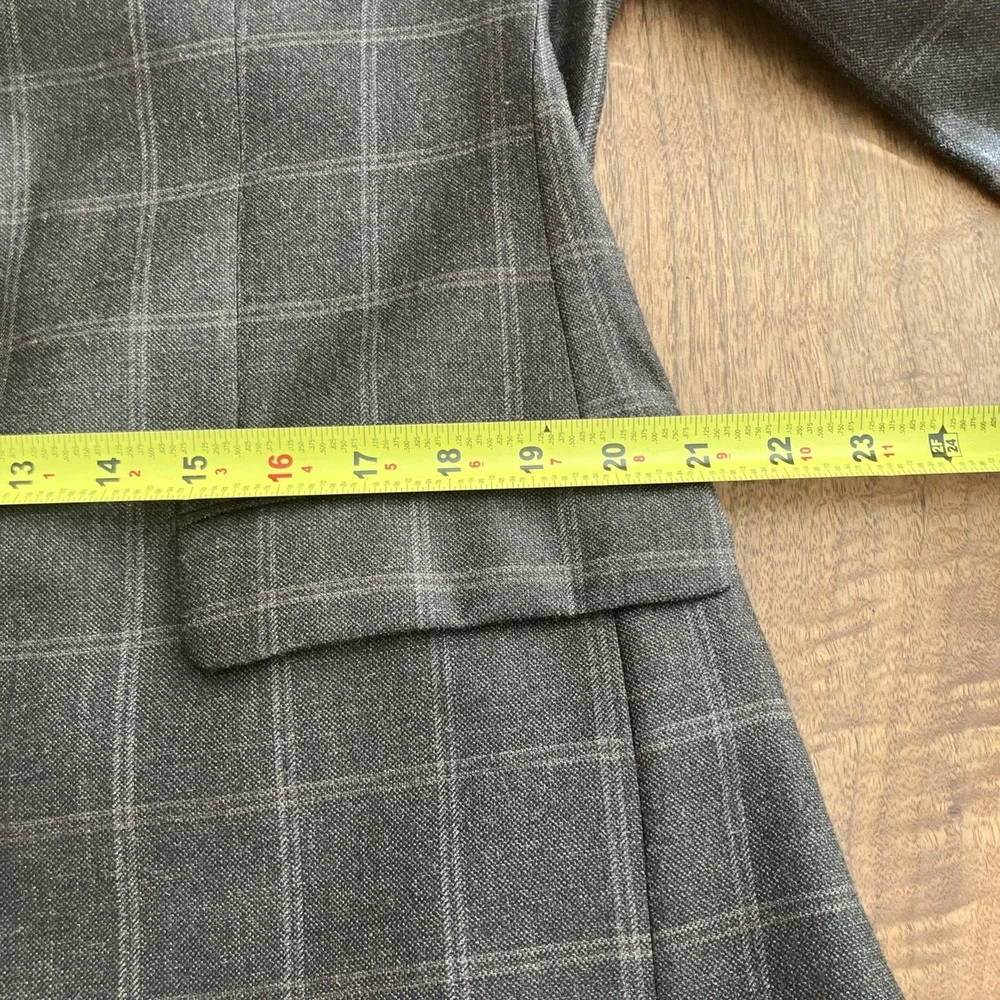 Men's Silk Wool Blazer Sport Coat Brown Windowpane Plaid 42R Farm Bureau‎